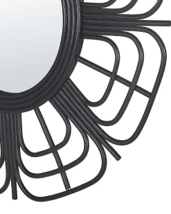Outlet Beliani Specchio PASAKU 60 cm 60 cm Rattan Nero
