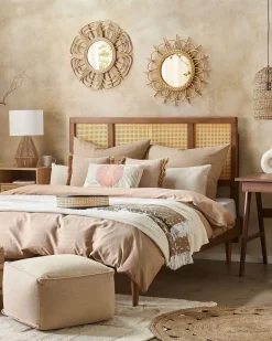 New Beliani Specchio PASAKU 60 cm 60 cm Rattan Naturale Marrone