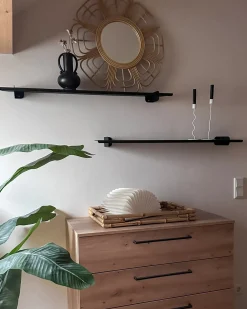 New Beliani Specchio PASAKU 60 cm 60 cm Rattan Naturale Marrone