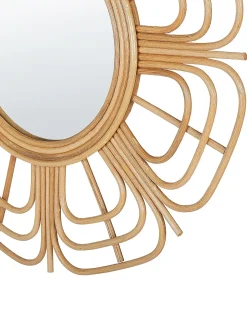 New Beliani Specchio PASAKU 60 cm 60 cm Rattan Naturale Marrone