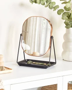 Outlet Beliani Specchio per make-up CORREZE Oro rosa Oro rosa Nero