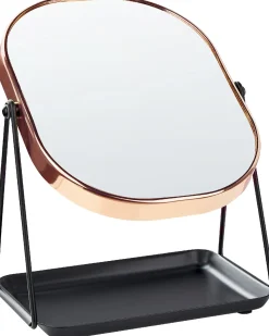 Outlet Beliani Specchio per make-up CORREZE Oro rosa Oro rosa Nero