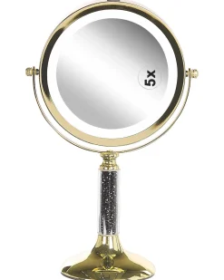 Hot Beliani Specchio per make-up LED BAIXAS Oro Oro Nero