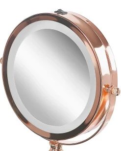 Sale Beliani Specchio per make-up LED BAIXAS Oro rosa