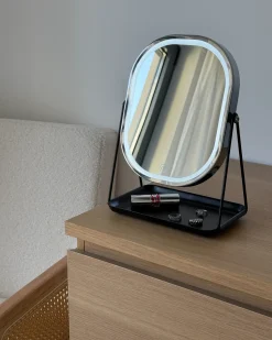 Best Beliani Specchio per make-up LED DORDOGNE Argento Argento Nero