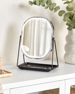Best Beliani Specchio per make-up LED DORDOGNE Argento Argento Nero