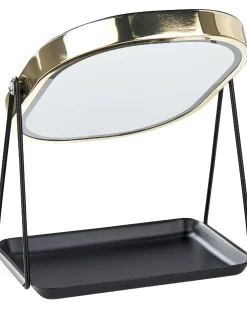 Online Beliani Specchio per make-up LED DORDOGNE Oro Nero Oro