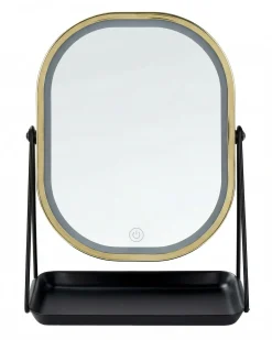 Online Beliani Specchio per make-up LED DORDOGNE Oro Nero Oro