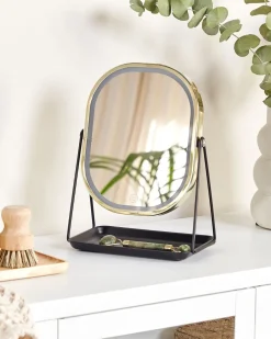 Online Beliani Specchio per make-up LED DORDOGNE Oro Nero Oro