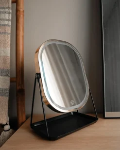 Online Beliani Specchio per make-up LED DORDOGNE Oro Nero Oro