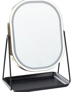 Online Beliani Specchio per make-up LED DORDOGNE Oro Nero Oro