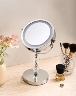 Clearance Beliani Specchio per make-up LED LAON Argento