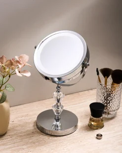 Clearance Beliani Specchio per make-up LED LAON Argento
