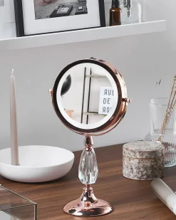 Discount Beliani Specchio per make-up LED MAURY Oro rosa