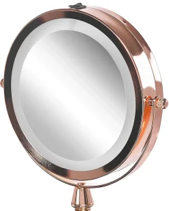 Discount Beliani Specchio per make-up LED MAURY Oro rosa