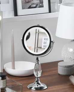Beliani Specchio per make-up LED MAURY Argento