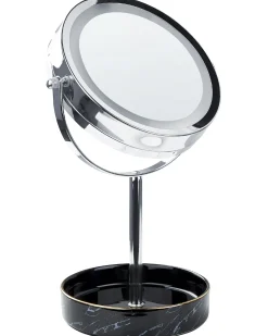 Clearance Beliani Specchio per make-up LED SAVOIE Nero/Argento Argento Nero