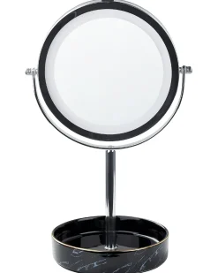 Clearance Beliani Specchio per make-up LED SAVOIE Nero/Argento Argento Nero