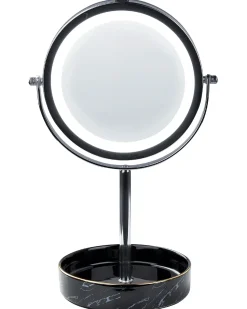 Clearance Beliani Specchio per make-up LED SAVOIE Nero/Argento Argento Nero