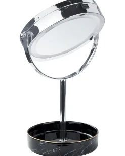 Clearance Beliani Specchio per make-up LED SAVOIE Nero/Argento Argento Nero
