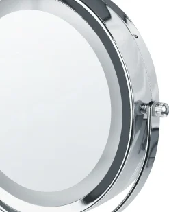 Clearance Beliani Specchio per make-up LED SAVOIE Nero/Argento Argento Nero