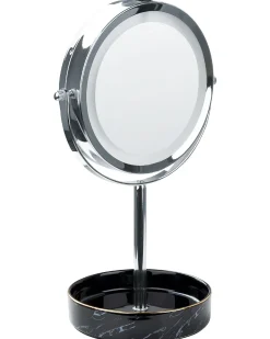 Clearance Beliani Specchio per make-up LED SAVOIE Nero/Argento Argento Nero