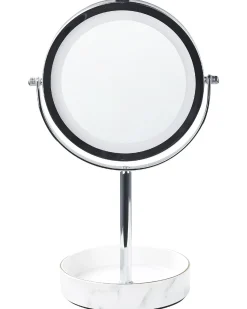 Outlet Beliani Specchio per make-up LED SAVOIE Bianco/Argento Bianco Argento
