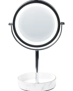 Outlet Beliani Specchio per make-up LED SAVOIE Bianco/Argento Bianco Argento