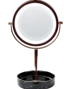 New Beliani Specchio per make-up LED SAVOIE Oro rosa Oro rosa Nero