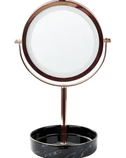 New Beliani Specchio per make-up LED SAVOIE Oro rosa Oro rosa Nero
