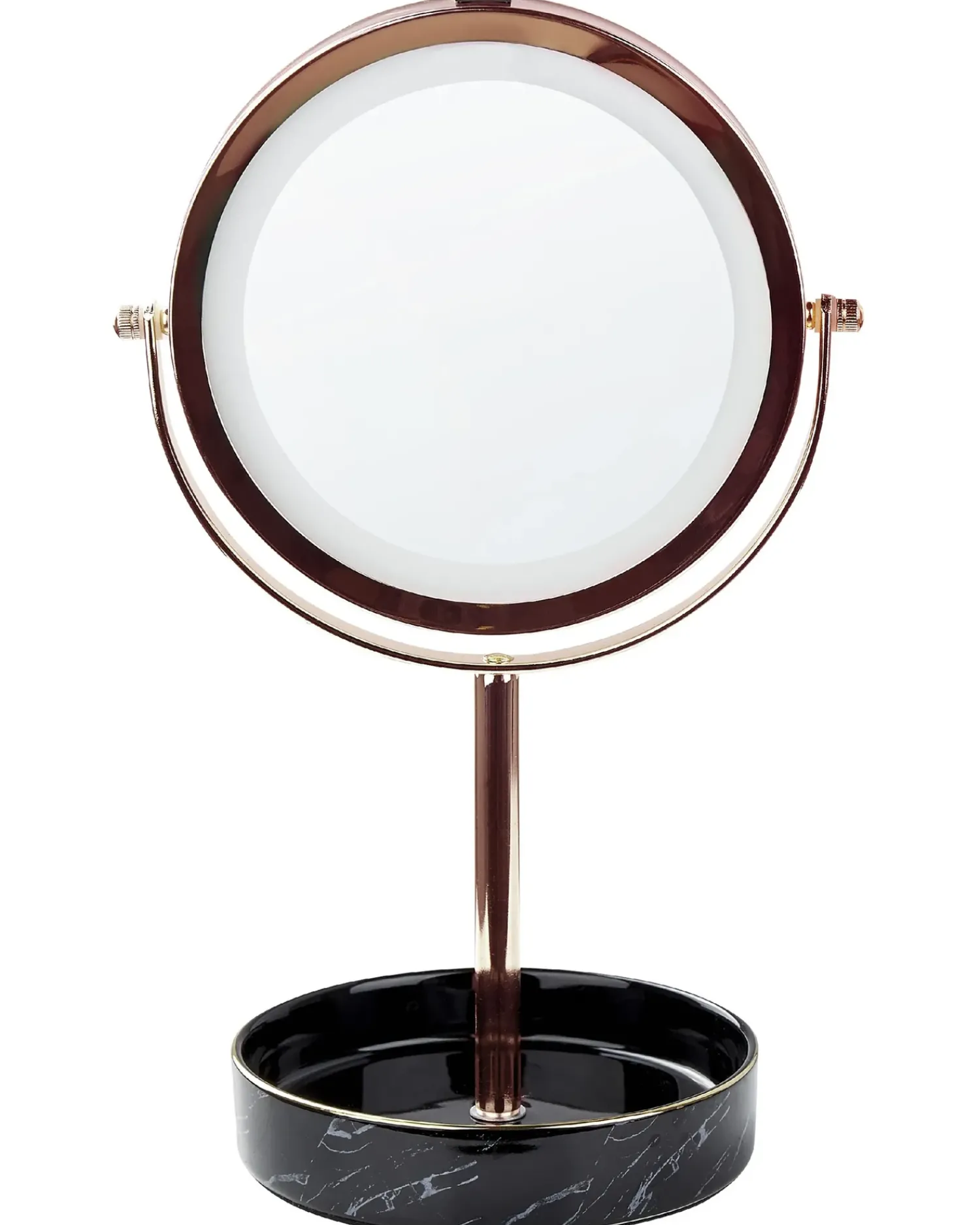 New Beliani Specchio per make-up LED SAVOIE Oro rosa Oro rosa Nero