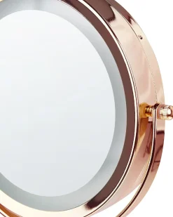 New Beliani Specchio per make-up LED SAVOIE Oro rosa Oro rosa Nero