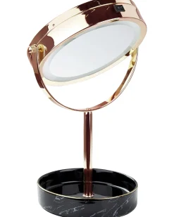New Beliani Specchio per make-up LED SAVOIE Oro rosa Oro rosa Nero