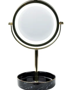 Best Beliani Specchio per make-up LED SAVOIE Nero/Oro Bianco Oro