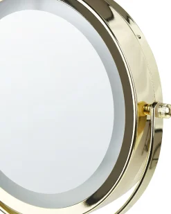 Best Beliani Specchio per make-up LED SAVOIE Nero/Oro Bianco Oro