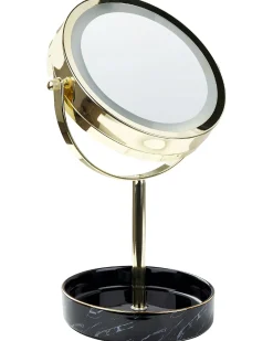 Best Beliani Specchio per make-up LED SAVOIE Nero/Oro Bianco Oro