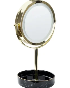 Best Beliani Specchio per make-up LED SAVOIE Nero/Oro Bianco Oro