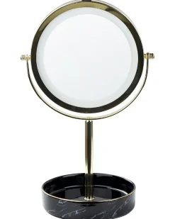 Best Beliani Specchio per make-up LED SAVOIE Nero/Oro Bianco Oro