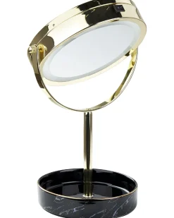 Best Beliani Specchio per make-up LED SAVOIE Nero/Oro Bianco Oro