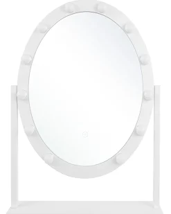 Clearance Beliani Specchio per tavolino toeletta LED ROSTRENEN Bianco