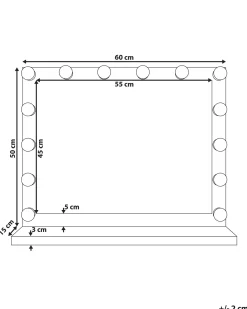 New Beliani Specchio per tavolino toeletta LED BEAUVOIR Nero