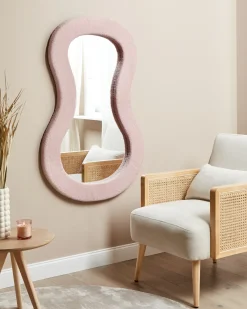 Beliani Specchio PLANCHEZ 70 cm 112 cm Bouclé Rosa