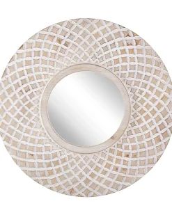 Best Beliani Specchio POMARO 60 cm 60 cm Legno di abete Marrone chiaro Bianco Marrone