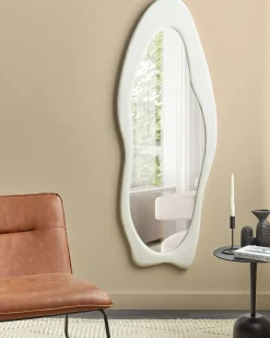 Best Beliani Specchio REIGNY 57 cm 160 cm Velluto Bianco