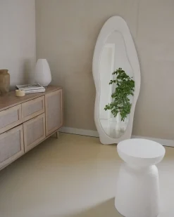 Best Beliani Specchio REIGNY 57 cm 160 cm Velluto Bianco