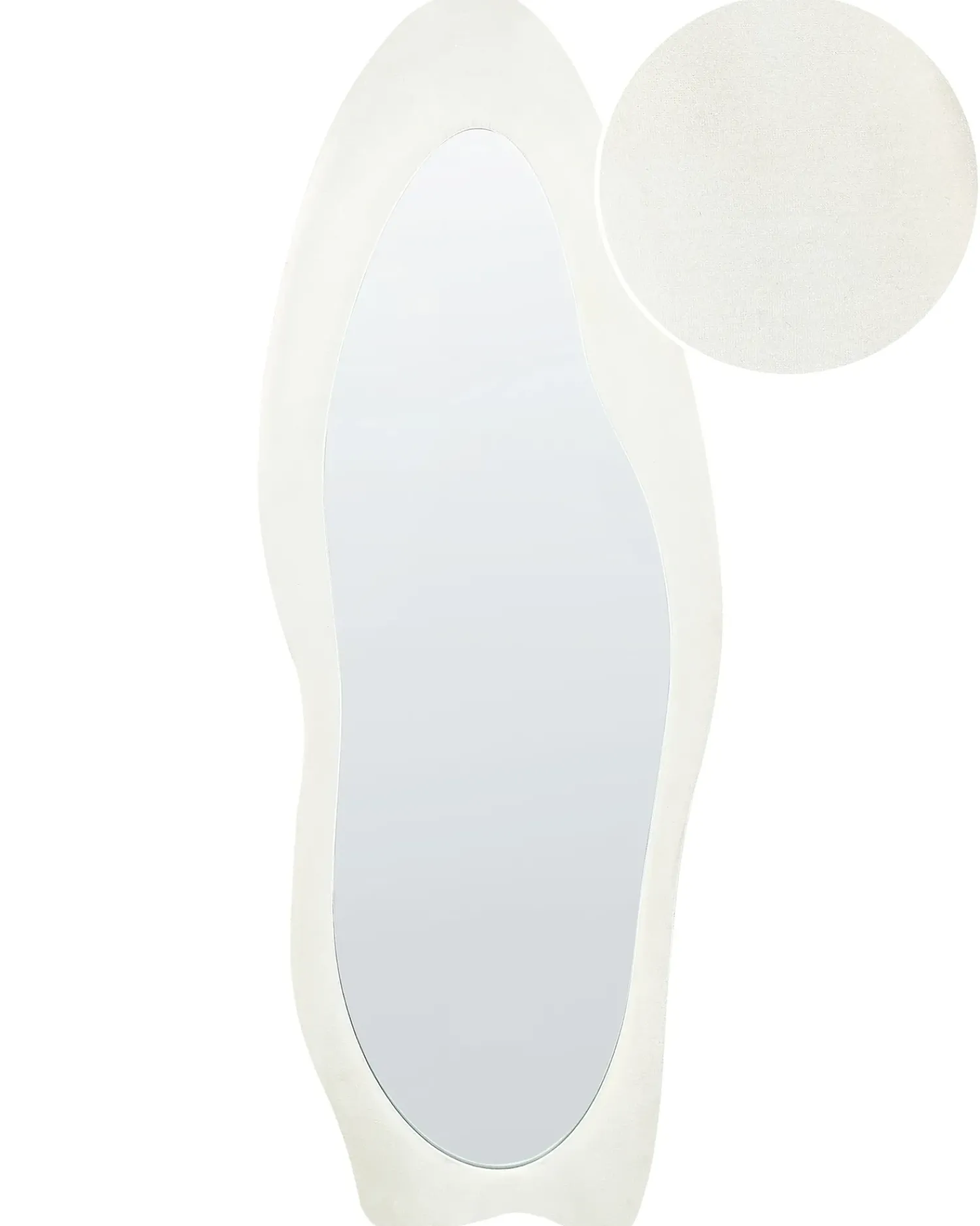 Best Beliani Specchio REIGNY 57 cm 160 cm Velluto Bianco