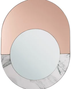 Sale Beliani Specchio RETY 50 cm 65 cm Pietra Oro rosa Bianco Grigio Oro rosa