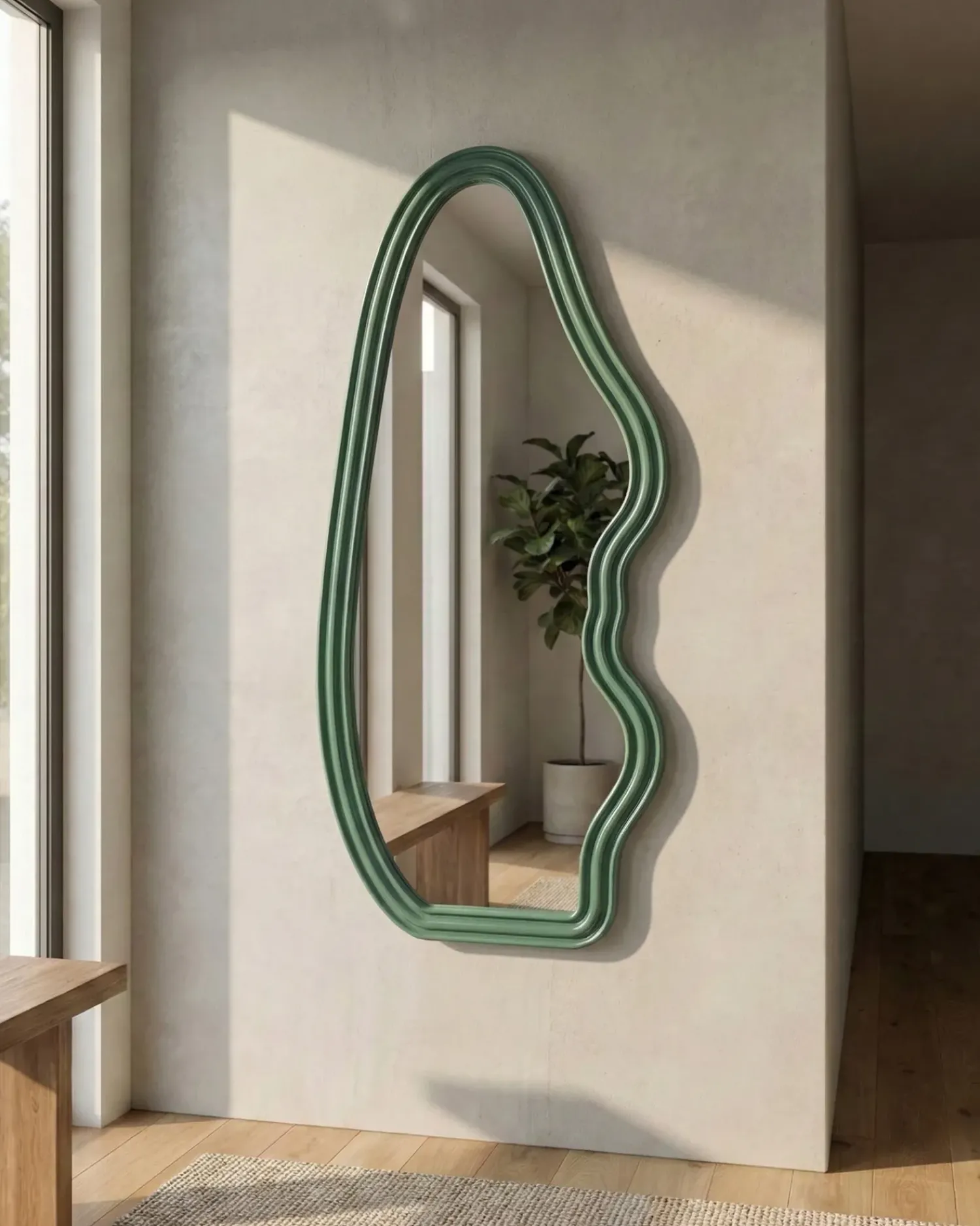 Beliani Specchio ROCLES 68 cm 160 cm scuro Verde