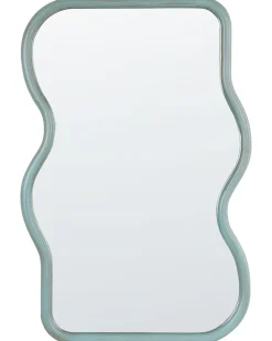 Outlet Beliani Specchio RONNET 60 cm 90 cm Legno di Paulownia Azzurro Blu