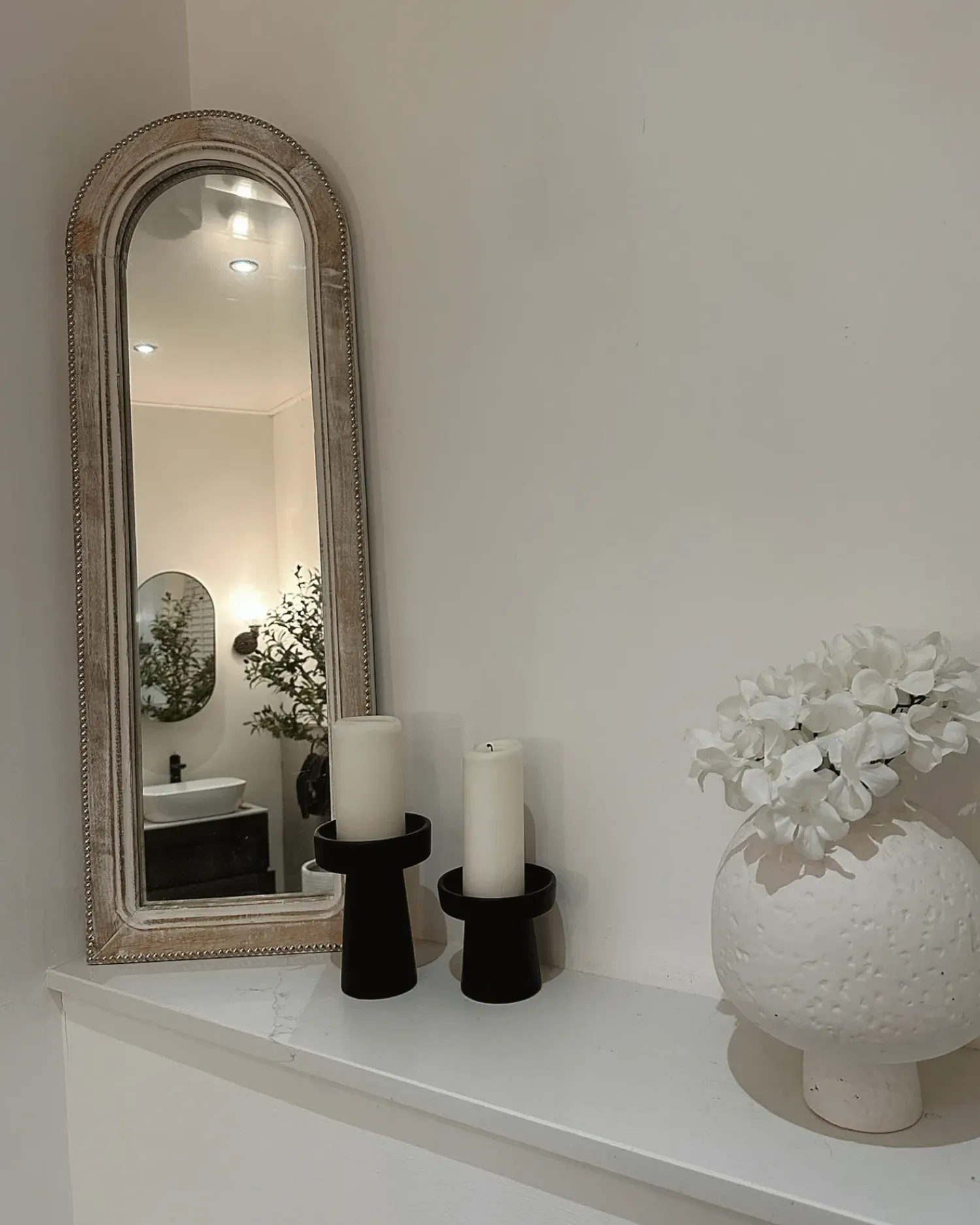 Best Beliani Specchio SARRY 31 cm 91 cm Legno di mango Bianco Bianco Marrone